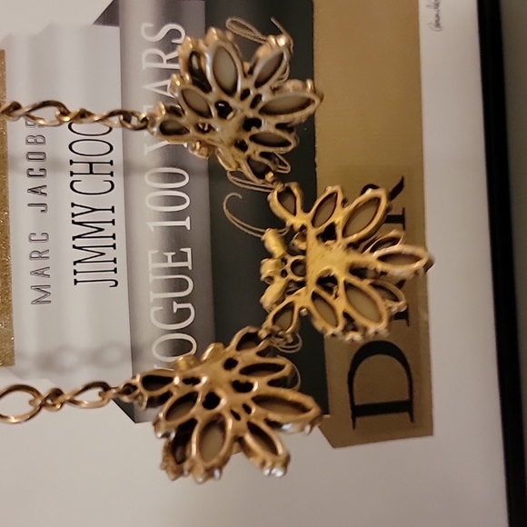 J Crew Nude Tan Beige Clear Faux Gemstone Gold Tone Fashion Costume Necklace - Picture 11 of 16